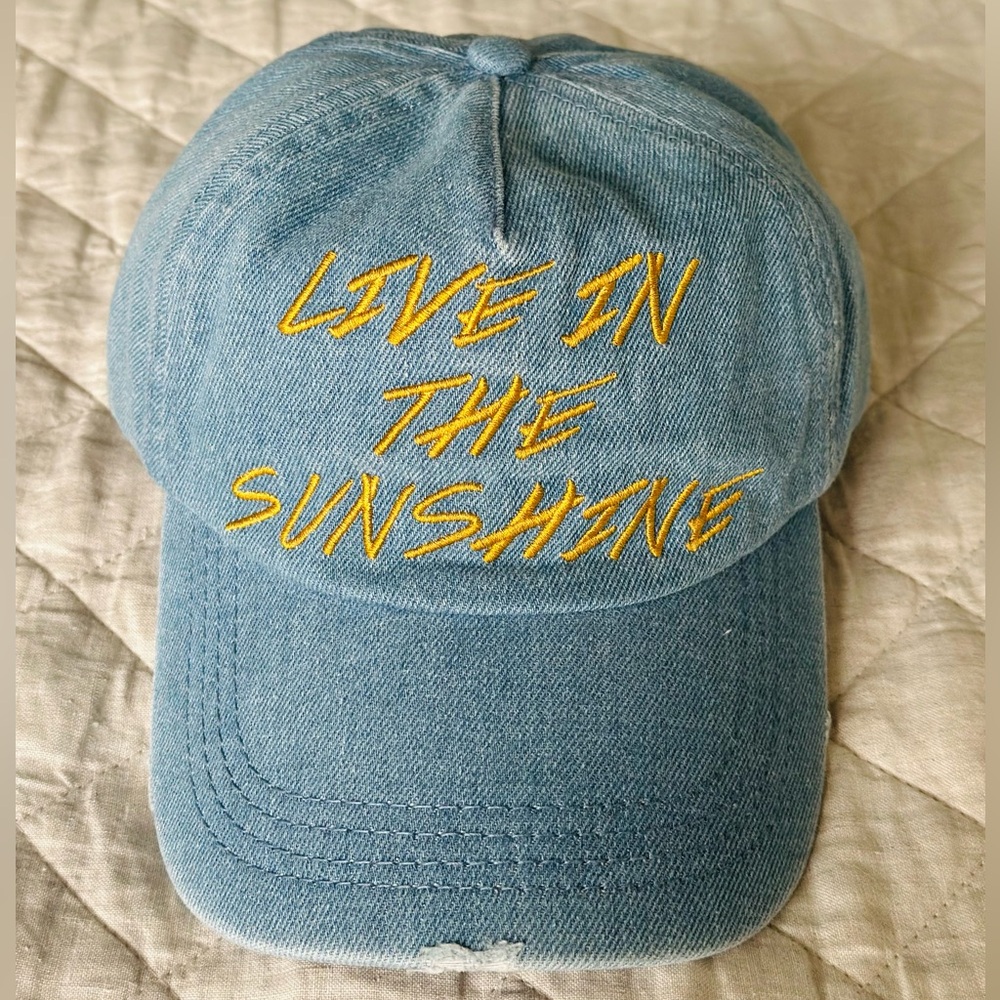 Billabong “Live in the Sunshine” Denim Cap with Yellow Embroidery 🧢☀️ NWOT